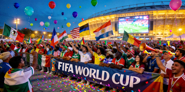 世界杯球迷在体育场外盛大庆典的壮观场面